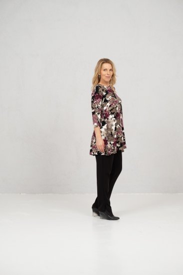 Scandinavian Caramel Flower Petals Tunic Brown - Печатни тениски за жени - 
