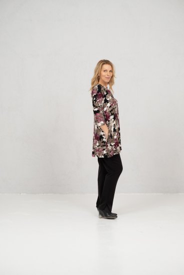 Scandinavian Caramel Flower Petals Tunic Brown - Печатни тениски за жени - 