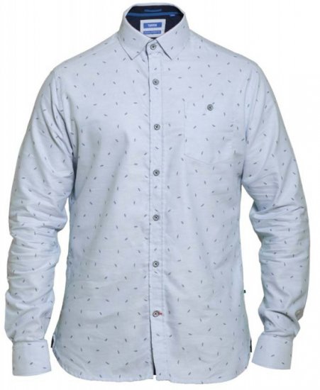D555 Addington Printed Oxford Shirt Blue - Ризи - мъжки ризи големи размери