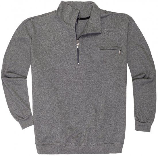 Adamo Athen Sweatshirt Half Zipper Grey - Суичъри & cуичъри с качулка - мъжки суичъри големи размери