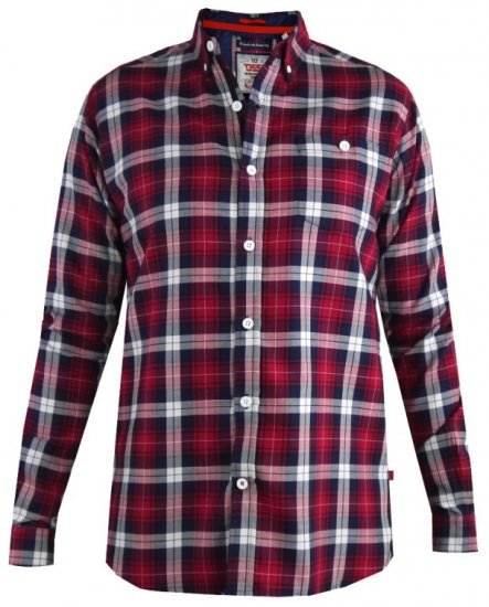 D555 Baltimore Checked Shirt Red - Ризи - мъжки ризи големи размери