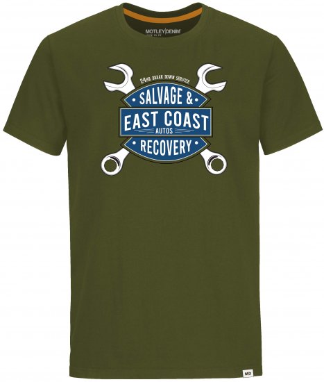 Motley Denim Barrow T-shirt Dark Khaki - Тениски - мъжки тениски големи размери