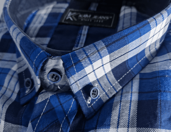 Kam Jeans 6369 Checked Short Sleeve Shirt Blue - Ризи - мъжки ризи големи размери