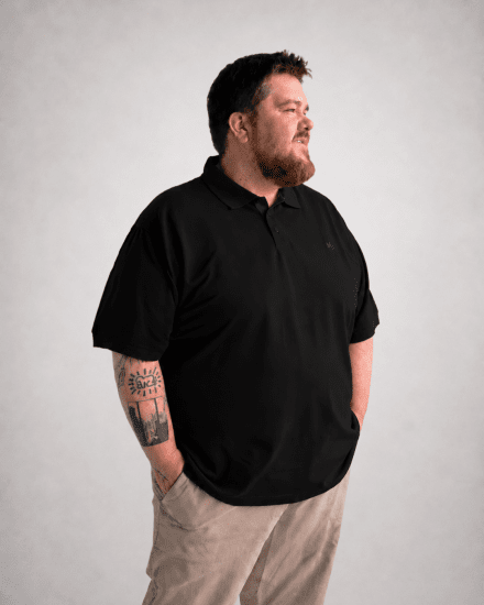 Motley Denim Bratislava Polo Black - Поло тениски - мъжки тениски с яка големи размери
