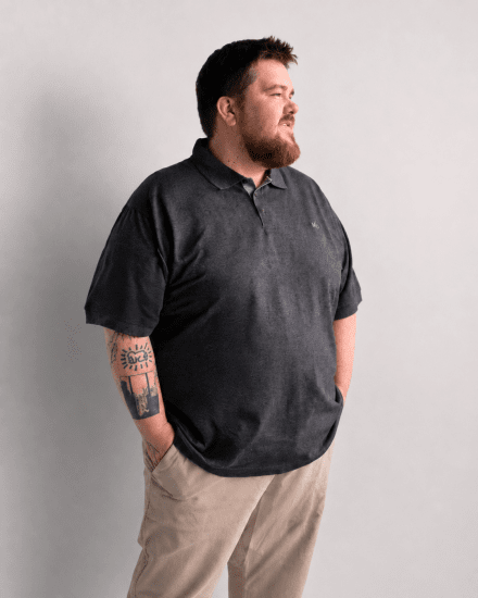 Motley Denim Bratislava Polo Charcoal - Поло тениски - мъжки тениски с яка големи размери