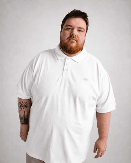 Motley Denim Bratislava Polo White - Поло тениски - мъжки тениски с яка големи размери