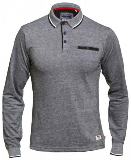 D555 Brockville Long Sleeve Polo Grey - Поло тениски - мъжки тениски с яка големи размери