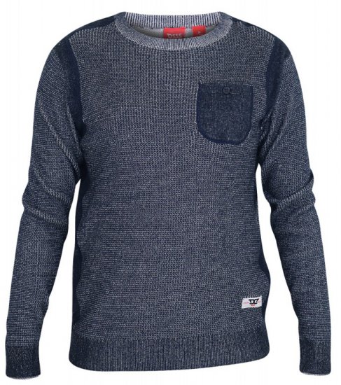 D555 Bryson Crewneck Sweater with Pocket Navy - Суичъри & cуичъри с качулка - мъжки суичъри големи размери