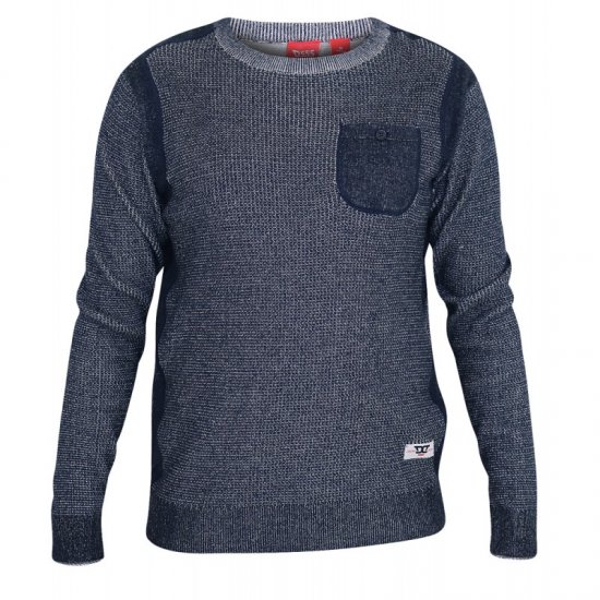 D555 Bryson Crewneck Sweater with Pocket Navy - Суичъри & cуичъри с качулка - мъжки суичъри големи размери