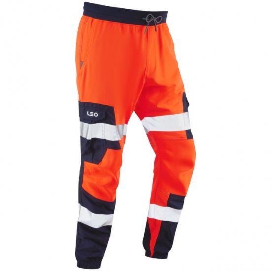 Leo Hawkcombe Ecoviz High Performance Ballistic Stretch Trousers Hi-Vis Orange/Navy - Работно облекло - мъжки работно облекло големи размери