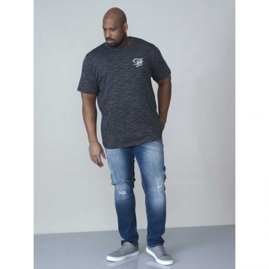 D555 Chalmer Couture Space Dye T-shirt Black - Тениски - мъжки тениски големи размери