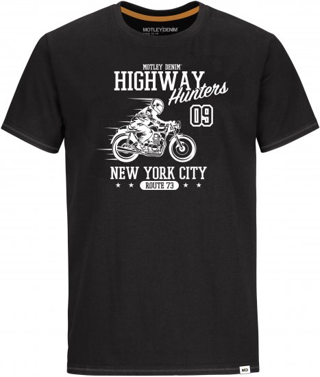 Motley Denim Chilton T-Shirt Black - Тениски - мъжки тениски големи размери