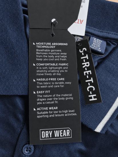 D555 Hinckley Stretch Polo With Contrast Tipping Collar Navy - Поло тениски - мъжки тениски с яка големи размери