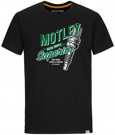 Motley Denim Derry T-shirt Green on Black - Тениски - мъжки тениски големи размери
