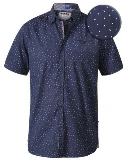 D555 Derwent Short Sleeve Shirt Navy - Ризи - мъжки ризи големи размери