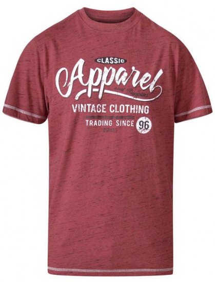 D555 Douglas Classic Apparel Crew Neck Printed T-Shirt Red Reno - Тениски - мъжки тениски големи размери