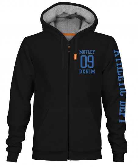 Motley Denim Ealing Hoodie Black - Суичъри & cуичъри с качулка - мъжки суичъри големи размери