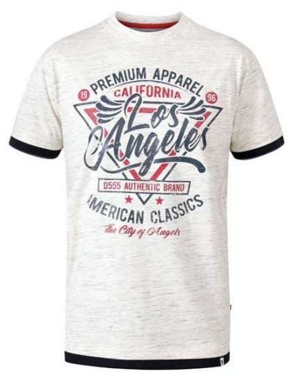 D555 Ellwood Los Angeles Crew Neck Printed T-Shirt Off White Reno - Тениски - мъжки тениски големи размери