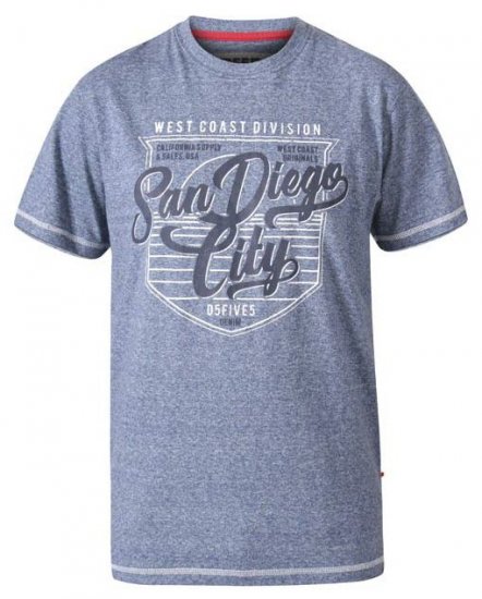 D555 Epson San Diego Crew Neck T-Shirt Blue Marl - Тениски - мъжки тениски големи размери