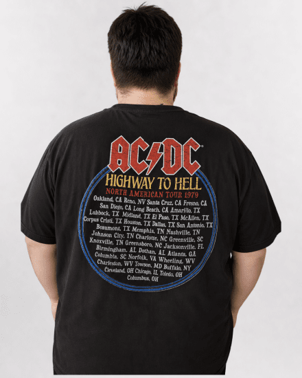 D555 Hugh Official ACDC Highway To Hell Тениска с Щампа Черен - Тениски - мъжки тениски големи размери