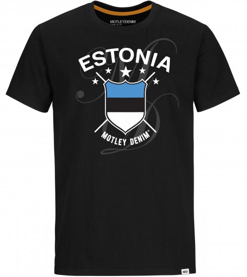 Motley Denim Estonia T-shirt Black - Тениски - мъжки тениски големи размери