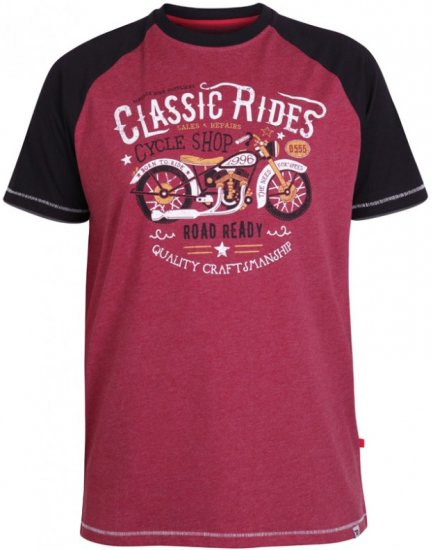 D555 Evans T-shirt Burgundy - Тениски - мъжки тениски големи размери