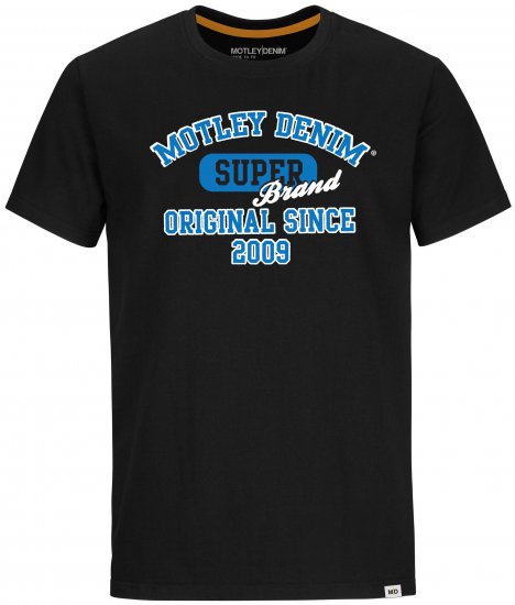 Motley Denim Exeter T-shirt Blue on Black - Тениски - мъжки тениски големи размери