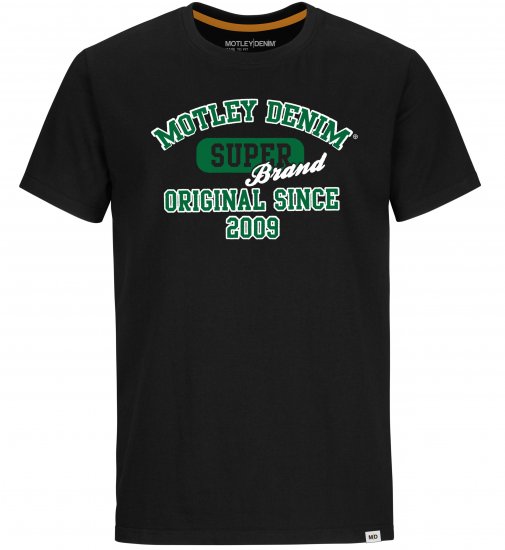 Motley Denim Exeter T-shirt Green on Black - Тениски - мъжки тениски големи размери