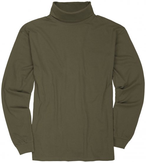 Adamo Fabio Comfort fit Turtleneck Long sleeve T-shirt Khaki - Тениски - мъжки тениски големи размери