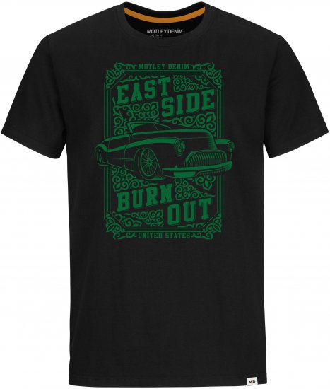 Motley Denim FILEY T-shirt Black - Тениски - мъжки тениски големи размери