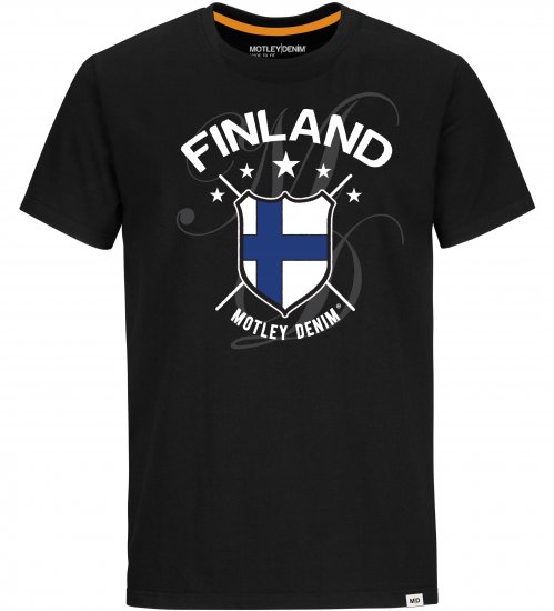 Motley Denim Finland T-shirt Black - Тениски - мъжки тениски големи размери
