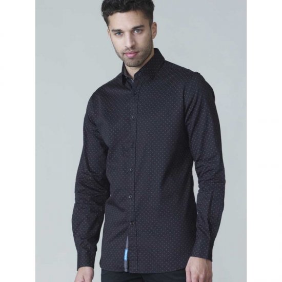 D555 Jahine Long Sleeve Printed Shirt Black - Ризи - мъжки ризи големи размери