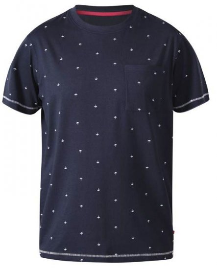 D555 Forbes Umbrella Printed Crew Neck T-Shirt Navy - Тениски - мъжки тениски големи размери