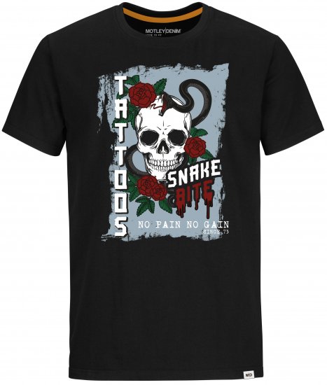Motley Denim Franklin T-shirt Black - Тениски - мъжки тениски големи размери