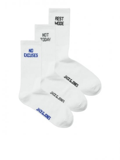 Jack & Jones Power Statements Тенис чорапи Бял 3-pack - Бельо & Бански шорти - Мъжко бельо големи размери