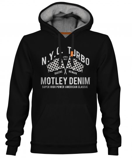 Motley Denim Halifax Hoodie Black - Суичъри & cуичъри с качулка - мъжки суичъри големи размери