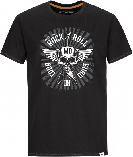 Motley Denim HENLOW T-shirt Black - Тениски - мъжки тениски големи размери