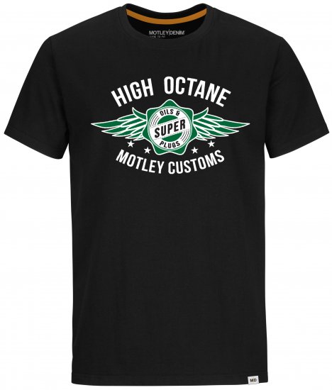 Motley Denim Hereford T-shirt Green on Black - Тениски - мъжки тениски големи размери