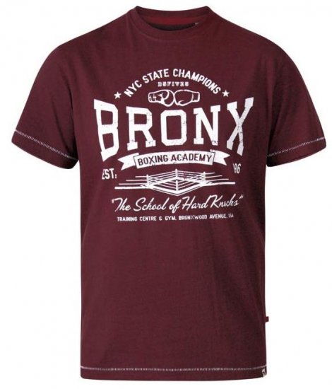 D555 Huddlestone Bronx Boxing Crew Neck Printed T-Shirt Red - Тениски - мъжки тениски големи размери