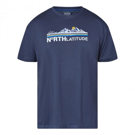 North Latitude Mountain T-Shirt V-Neck Нейви - TALL T-shirts - Тениски за високи мъже