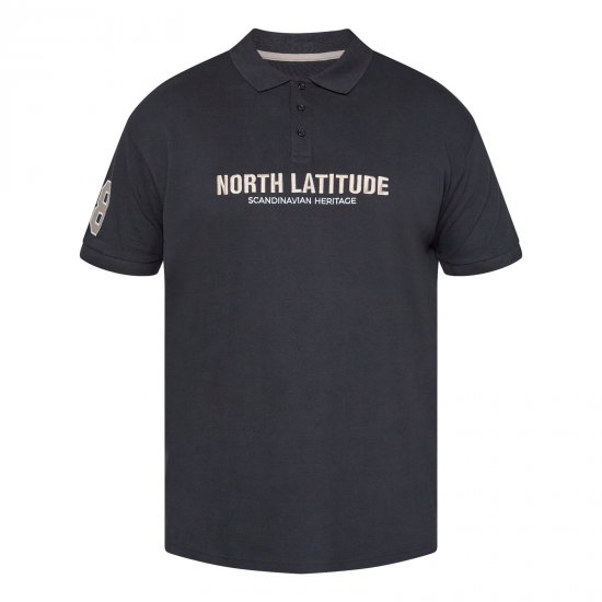North Latitude Logo Polo Черно - Поло тениски - мъжки тениски с яка големи размери
