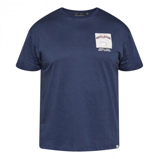 North Latitude T-Shirt With Print Нейви - Тениски - мъжки тениски големи размери