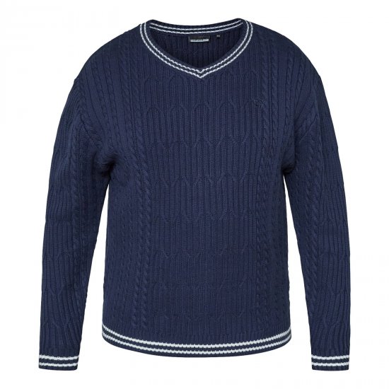 North Latitude V-Neck Knit Нейви - Суичъри & cуичъри с качулка - мъжки суичъри големи размери