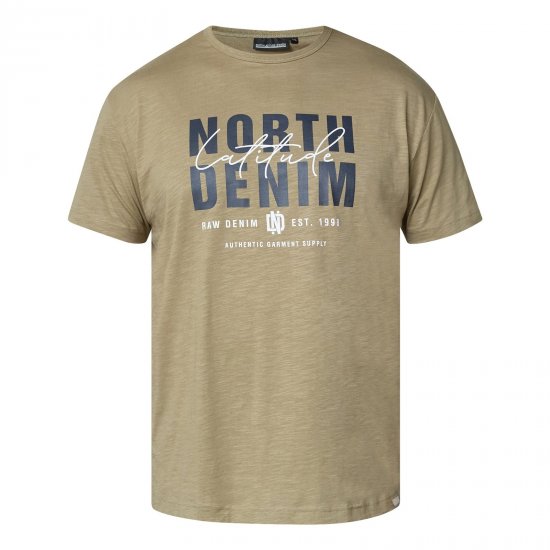 North Latitude T-Shirt Slub With Print Кафяво/бежово - Тениски - мъжки тениски големи размери