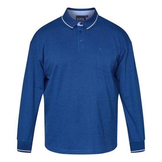 North Latitude Superflex Polo LS Синьо - Поло тениски - мъжки тениски с яка големи размери