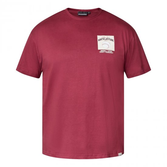 North Latitude T-Shirt With Print Червено - Тениски - мъжки тениски големи размери