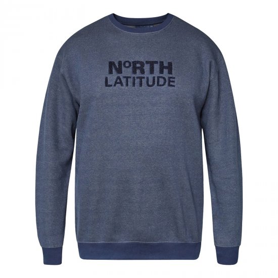 North Latitude Crewneck Logo Sweat Нейви - Суичъри & cуичъри с качулка - мъжки суичъри големи размери