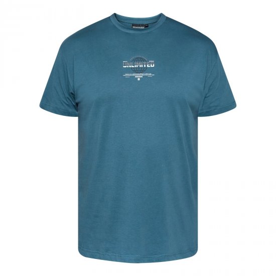 North Latitude T-Shirt With Print Синьо - Тениски - мъжки тениски големи размери
