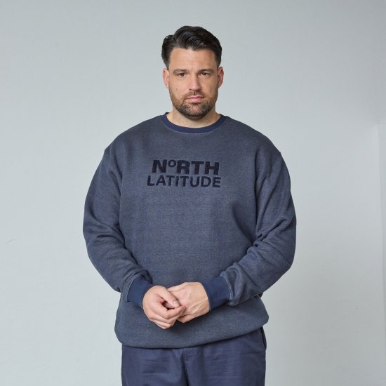North Latitude Crewneck Logo Sweat Нейви - Суичъри & cуичъри с качулка - мъжки суичъри големи размери