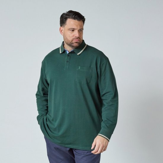 North Latitude Superflex Polo LS Зелено/каки - Поло тениски - мъжки тениски с яка големи размери